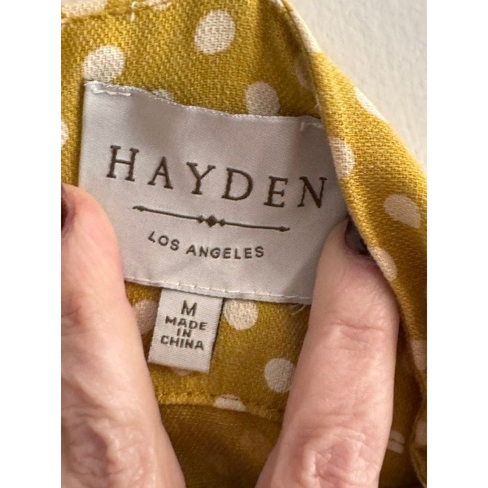 Hayden Los Angeles Yellow Polka Dot Ruffle Romper Mustard Medium - Picture 6 of 7